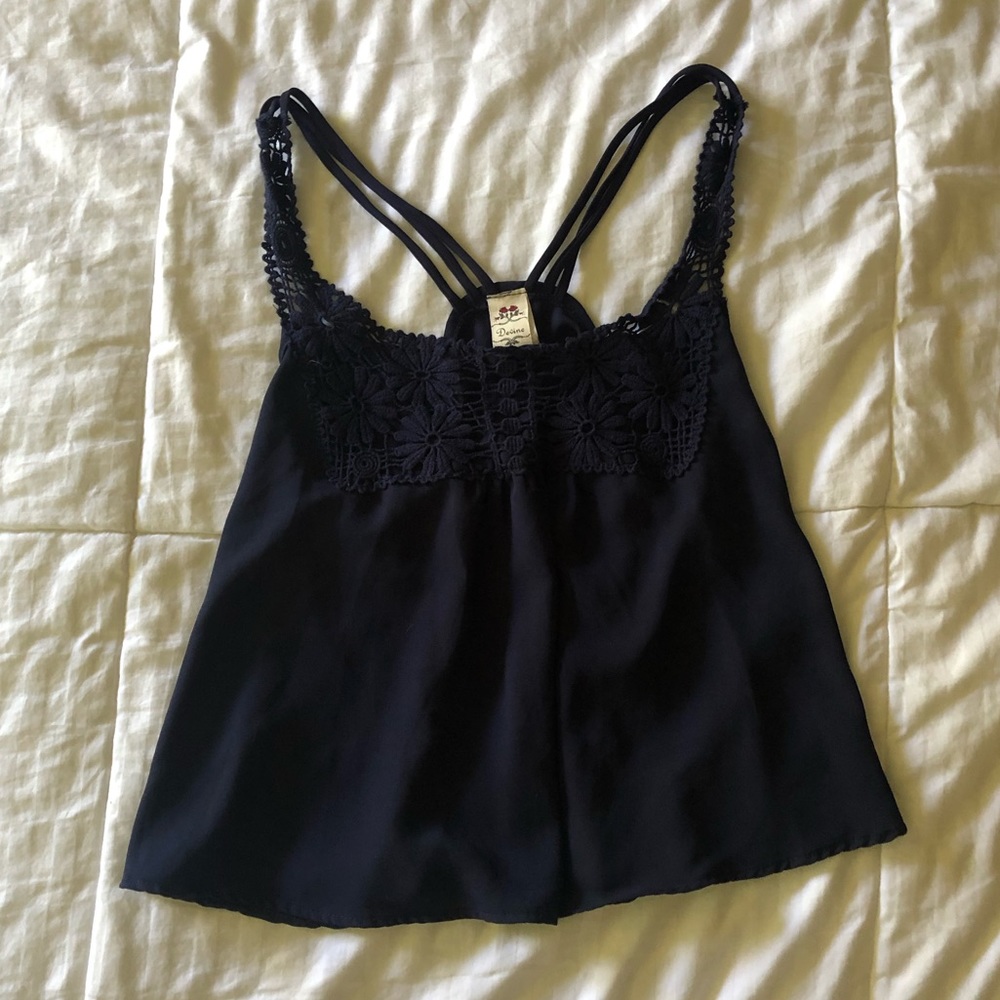 Blouse Crop Top (Navy Blue)